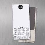 Calendar - Basic Black White Minimal Magnetic Notepad<br><div class="desc">A very useful item for school or home office. A standard look for your home office or school locker. This shows a full year view of all dates.</div>