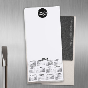 Calendar - Basic Black White Minimal Magnetic Notepad