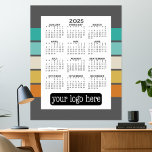 Calendar - Basic Black White Minimal Poster<br><div class="desc">A basic calendar with an area to add a logo or photo. A very useful item for school or office. A standard look for your home office or business. This shows a full year view of all dates.</div>