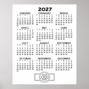 Calendar - Basic Black White Minimal Poster