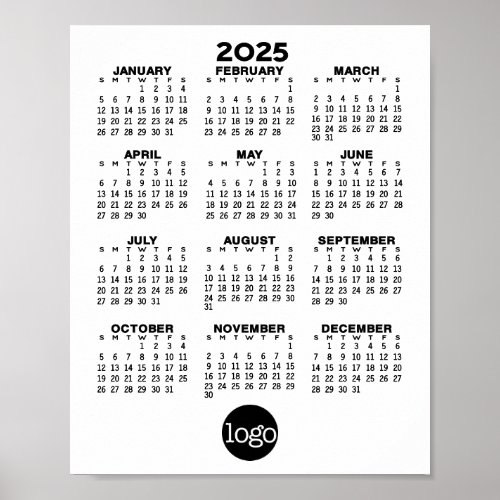 Calendar _ Basic Black White Minimal Poster