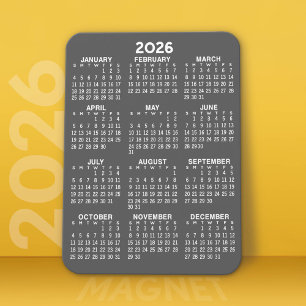 Calendar - Basic Grey Mini Calendar Magnet
