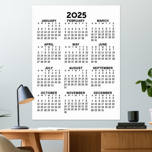 Calendar _ Basic Minimal Black and White Poster