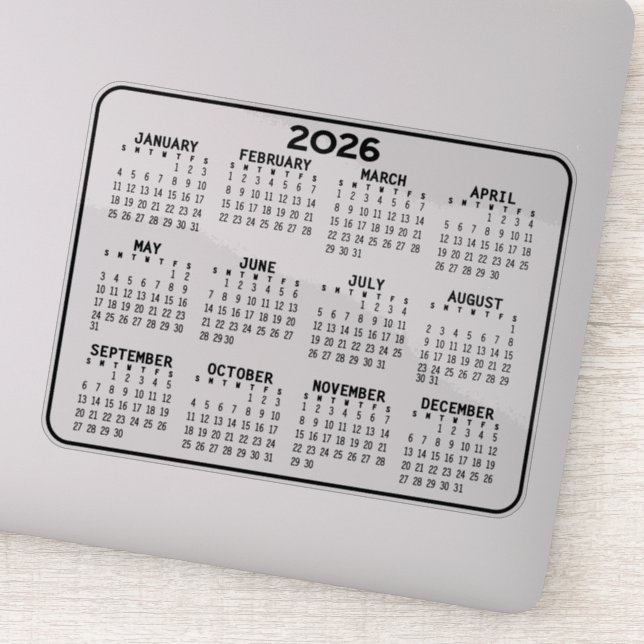 Calendar - black and white mini calendar sticker (Detail)