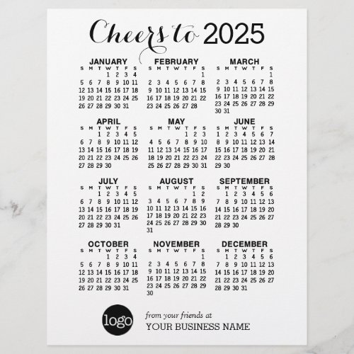 Calendar Black White Business _ Holiday Letterhead