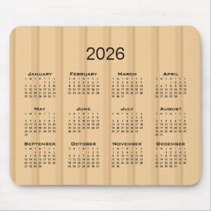 Calendar brown stripes mouse pad