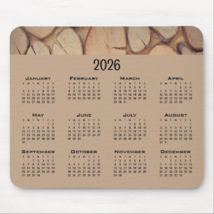 Calendar brown tree logs mouse pad