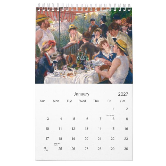 Calendar by Pierre-Auguste Renoir. (Jan 2027)
