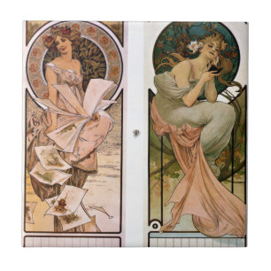 Calendar Champagne - Alphonse Mucha Ceramic Tile
