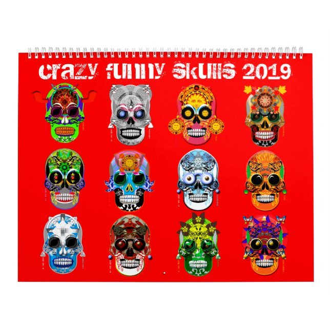 Calendar, Crazy Funny Skulls 2019 Calendar (Cover)