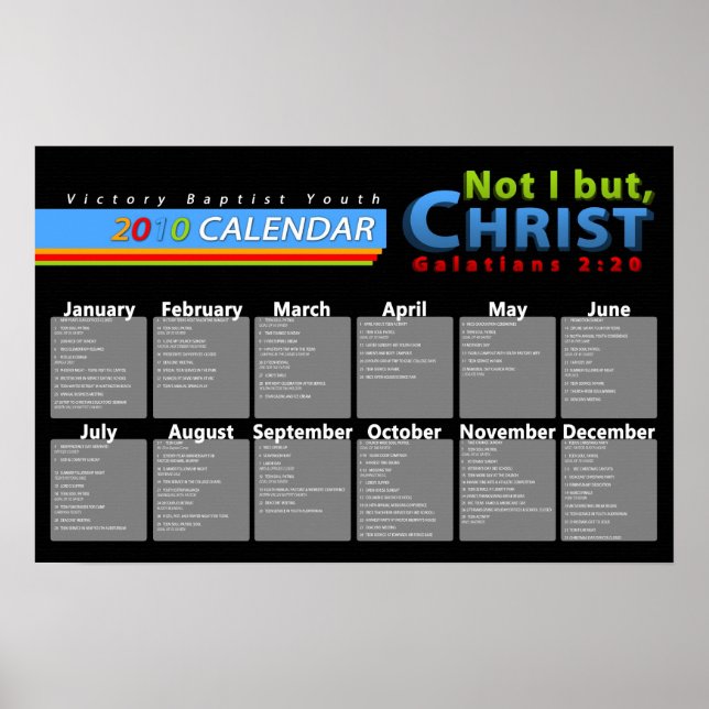 calendar events poster (Front)