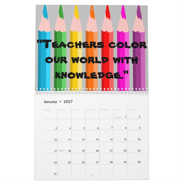 Calendar for Teachers (Jan 2027)