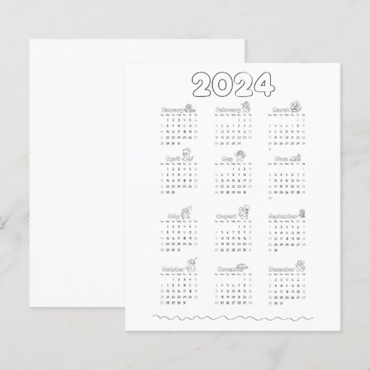Calendar for year 2024 (Front/Back)