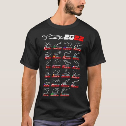 Calendar Formula race cars 2022 circuits sport v2  T_Shirt