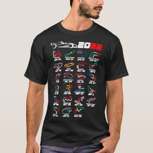 Calendar Formula race cars 2022 circuits T_Shirt