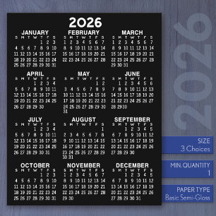 Calendar - Full Year Basic Black Flat Sheet Paper