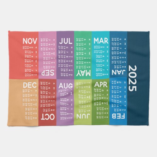 Calendar _ full year _ funky colorful months kitchen towel