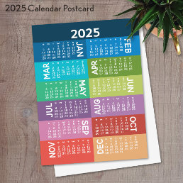 Calendar - full year - funky colorful months postcard