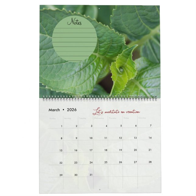 Calendar God meditation pictures garden: notes (Mar 2026)
