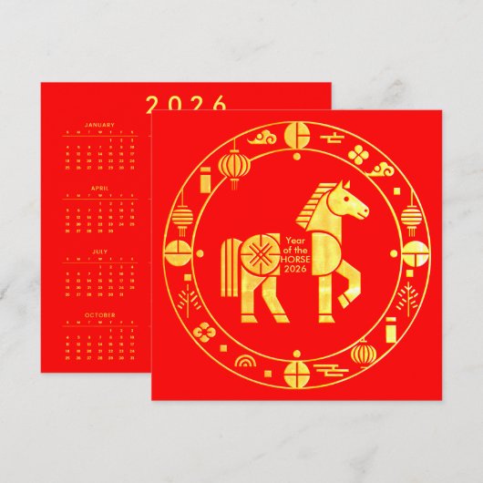 Calendar Gold Chinese new year 2026 (Front/Back)
