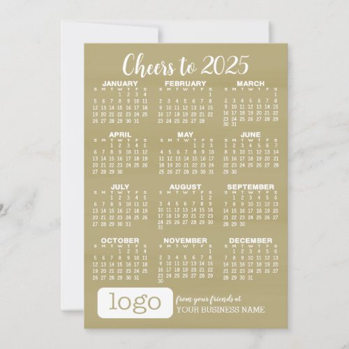 Calendar Gold Dots with Business Logo Holiday Card