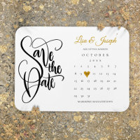 Calendar Gold Love Heart Wedding Save the Date