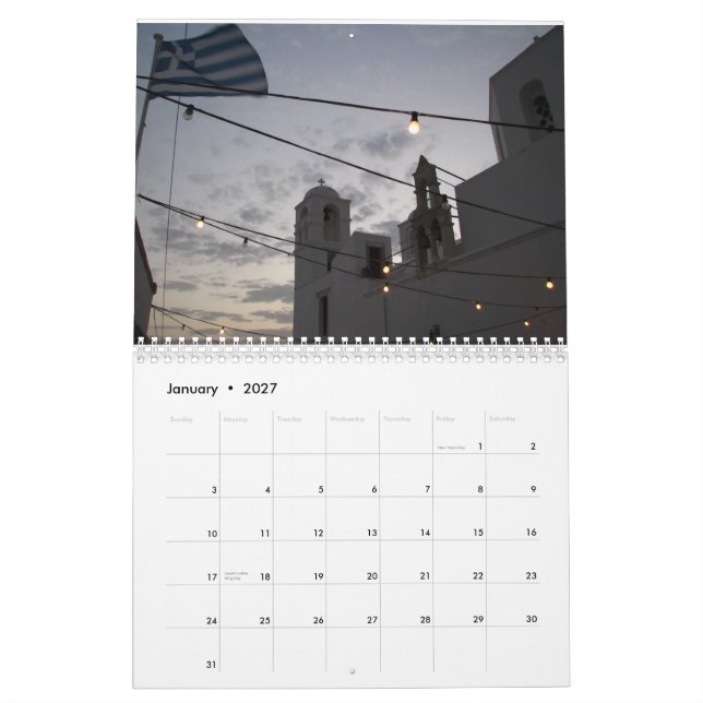 Calendar - Greek Islands (Jan 2027)