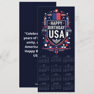 Calendar Happy Birthday USA 250 Holiday Card