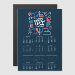 Calendar Happy Birthday USA 250 Magnetic Card