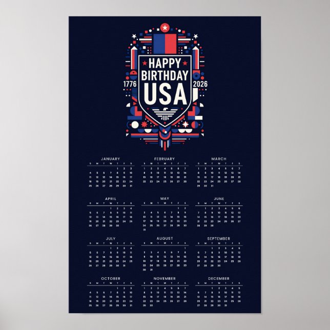 Calendar Happy Birthday USA 250 Poster (Front)