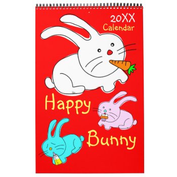 Calendar Happy Bunny by pixibition at Zazzle