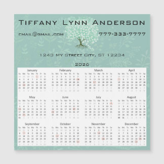 Calendar Heart Leaf Tree Floral Mint Green