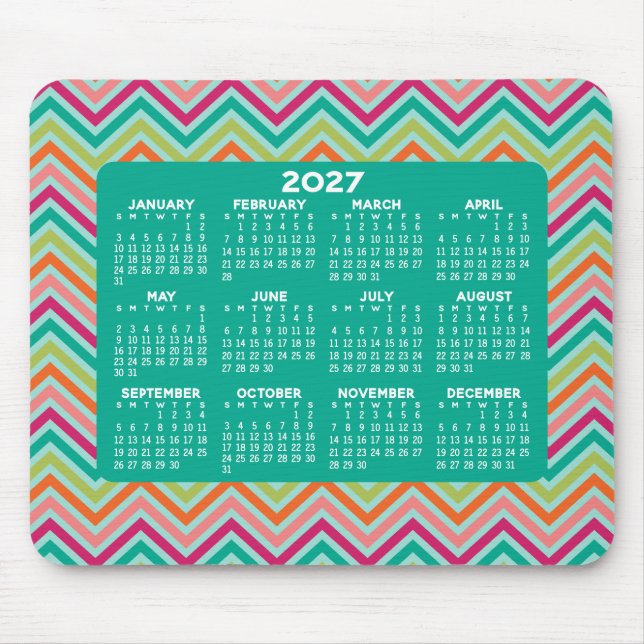 Calendar - huge colorful chevron pattern mouse pad (Front)