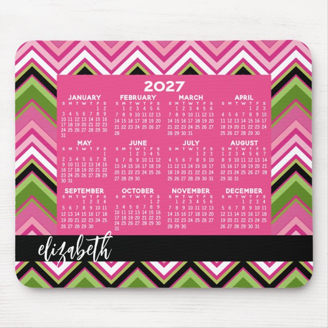 Calendar - huge colorful chevron pattern mouse pad (Front)