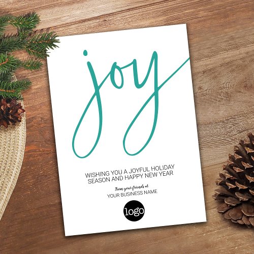 Calendar JOY _ Aqua White _ Business Logo Holiday Card