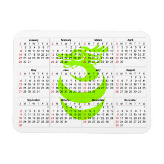Calendar Light Green dragon Premium Magnet