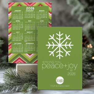 Calendar Logo Modern Green Business Christmas Card