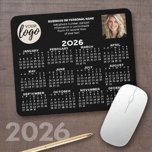 Calendar - logo, photo, business contact - black mouse pad