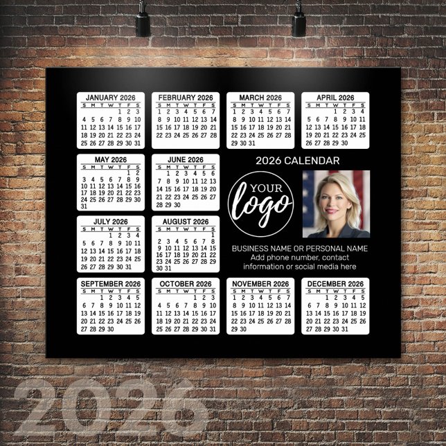 Calendar - logo, photo business poster (2026 Calendar Poster)