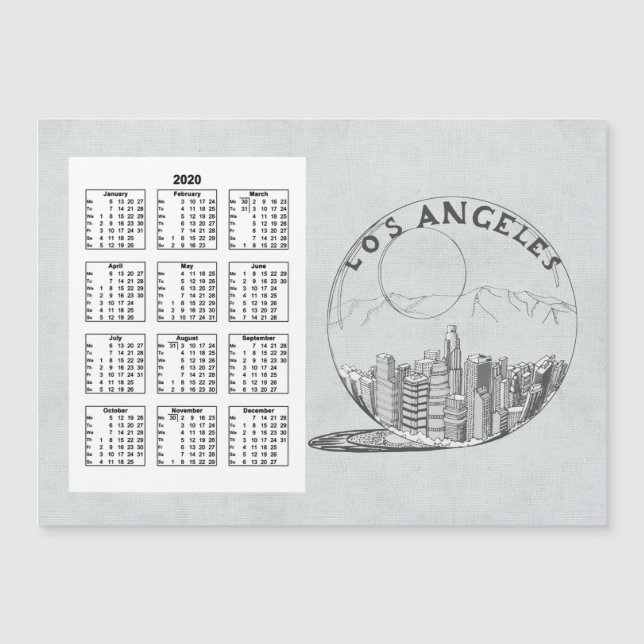 Calendar Los angeles Full Year 2020 (Front)
