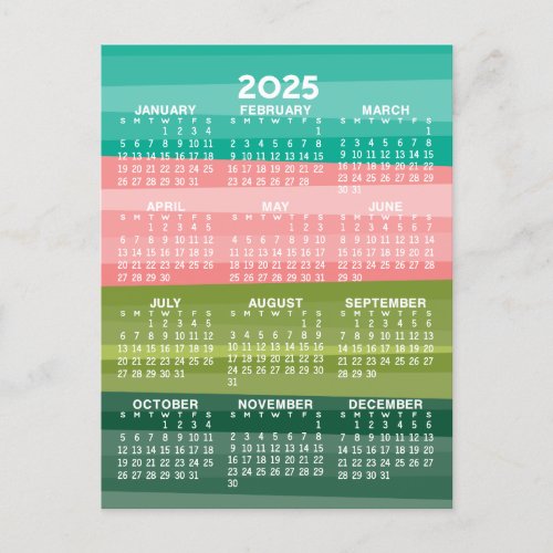 Calendar _ modern abstract stripe pattern postcard