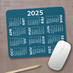 Calendar - modern blue and white simple mouse pad<br><div class="desc">Navy blue and White - A minimal, basic 12 month 2025 calendar with a solid color background. A modern look for your home office or school locker. The fonts are simple to read, and the colors can be changed. -------- If you open the customize area, it will take to you...</div>