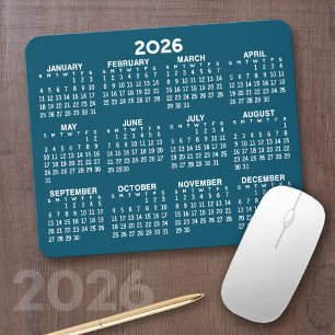 Calendar - modern blue and white simple mouse pad