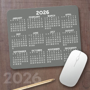 Calendar - modern gray and white simple mouse pad