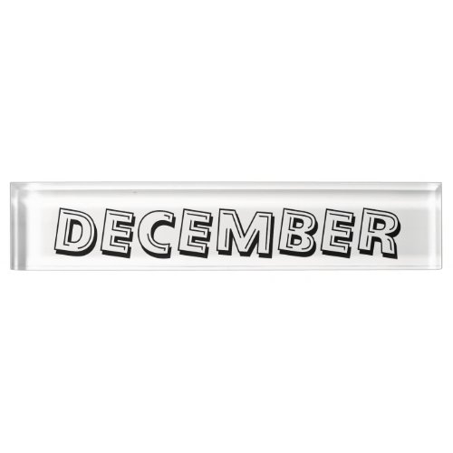 Calendar Month by Janz December Name Plate
