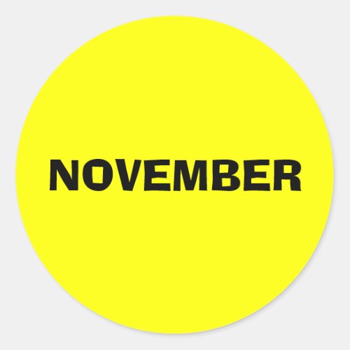 Calendar Month by Janz November Yellow Classic Round Sticker