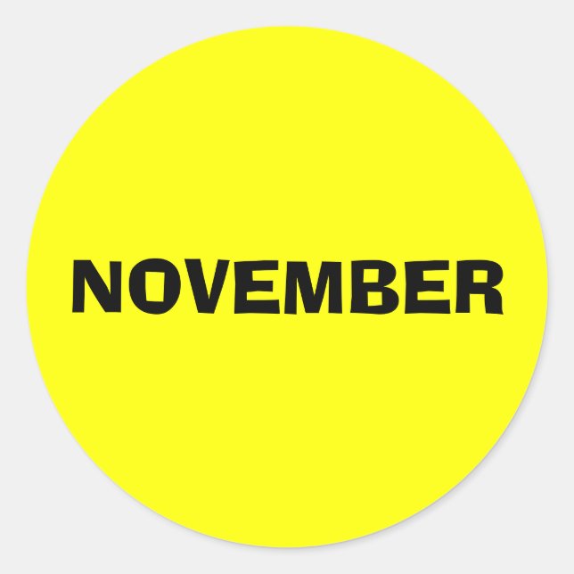 Calendar Month by Janz November Yellow Classic Round Sticker (Front)