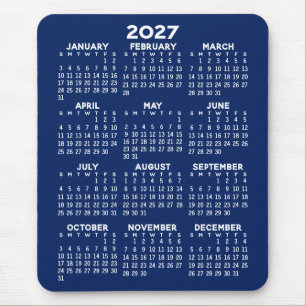 Calendar - navy blue background - Vertical Mouse Pad