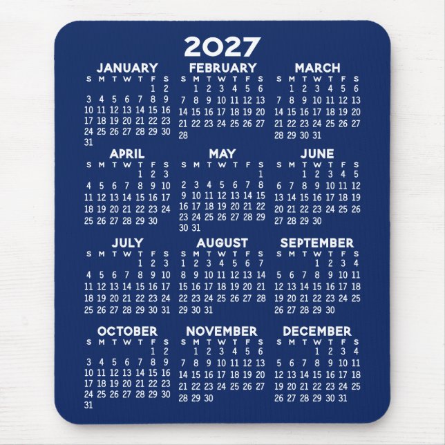 Calendar - navy blue background - Vertical  Mouse Pad (Front)