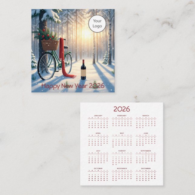 Calendar New Year 2026 Square Business Card (Front/Back)